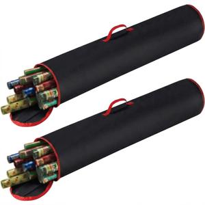 Set of 2 Wrapping Paper Storage Bags - Zippered Canvas Totes with Sturdy Nylon Handles - Fits Up to 40-Inch Rolls of Gift Wrap by Elf Stor