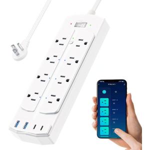Smart Power Strip, Yozisital Surge Protector with 6 Smart Outlets and 4 USB Ports, 5FT Flat Plug Extension Cord for Home Office