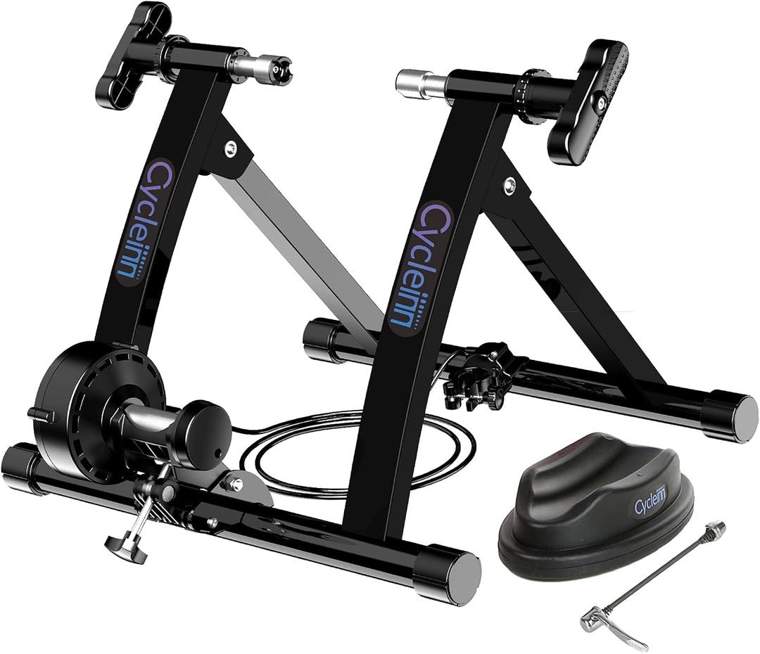 Magnetic Bike Trainer Stand for Indoor Exercise Riding, Noise Reduction, 8 Levels Resistance Setting, Stationary Bike Resistance Trainer for 26"-28", 700C Wheels