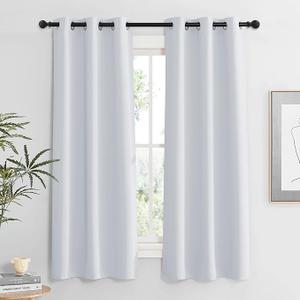 RYB HOME Room Darkening Curtains for Living Room, Energy Smart Privcay Window Curtains Drapes Durable Rustproof Grommet Panels for Bedroom, 36X40inch, Greyish White, Set of 2