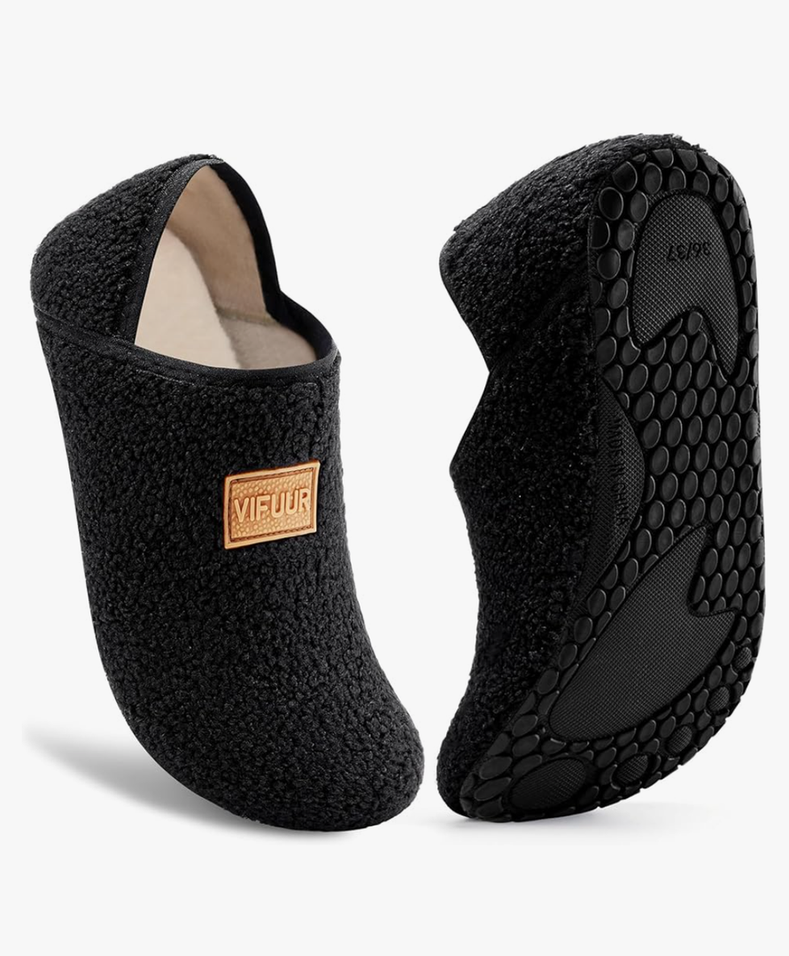 VIFUUR House Slippers for Women Men Slip on Indoor Barefoot Slipper Socks Fuzzy Cozy Sock Shoes for Home Bedroom Travel 9/10 (42/43)