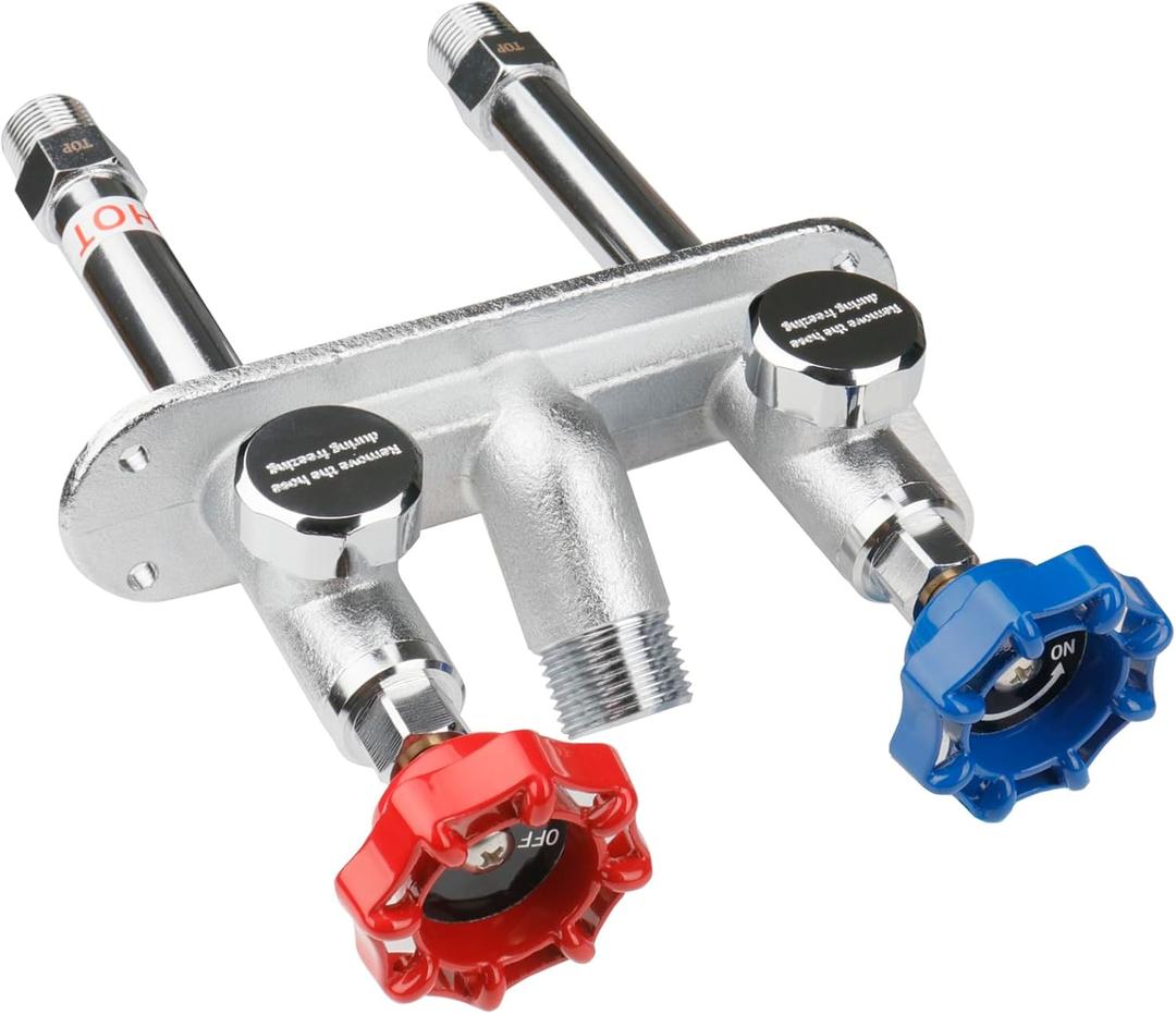 WHK 4" Inch Frost Free Water Spigot Faucet Supply Hot and Cold Outdoor Water Faucet 1/2 Inch MIP X 3/4 Inch Hose Bibb Freeze Proof Hose Bib Wall Outdoor Hydrant Sillcock (Brass,Chrome)