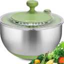 SUSTEAS Stainless Steel Salad Spinner, Lettuce Spinner with Non-Slip Base, Drainage Hole, Stop Button, Vegetable Dryer, Fruit Washer, BPA-Free, Dishwasher Safe, 4.25Qt