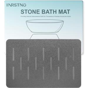 Extra Large Stone Bath Mat, 31.5'' x 20'' Diatomaceous Earth Stone Mat, Non-Slip Shower Rug, Quick Drying Stone Mats for Large Bathroom, Quick Drying, Easy to Clean (Dark Grey)