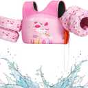 HeySplash Swim Vest for Kids, Toddler Pool Floaties, Children Swimming Vest with Adjustable Strap, Swim Jacket Water Wing Arm Float, Puddle Sea Beach Boat Jumper Boy Girl Baby (C Pink Unicorn)