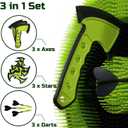Leeray 3-in-1 Bristle Target Board Game – Axe Throwing Game for Backyard with Throwing Axes, Soft Tip Darts, and Ninja Stars – Safe Outdoor Games & Kids Toys for Ages 6+ (18 inch Green)