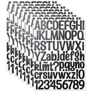 Pack of 2 CMBBZZY 1.5 Inch Letter Stickers, 552 Pieces Alphabet Number Symbol Stickers for Scrapbooking, Sign, Water Bottle, Self-Adhesive Vinyl Letter Sticker Decals for Arts&Crafts - 8 Sheets, Black
