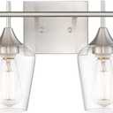 4-Light Bathroom Lighting Fixtures Over Mirror, 24 Inch Brushed Nickel Vanity Lights with Clear Glass, Modern Bath Wall Sconce Lighting for Bathroom, WL9167-4C