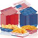 Geefuun 50Packs Fourth/4th of July Paper Food Trays Decorations 250th Anniversary Disposable Serving Plates Memorial Independent Labor Day Birthday Party Supplies Bulk, 6.3 x 4.2 x 1.3 inches