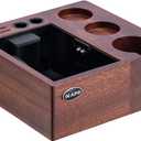 IKAPE V2 Espresso Knock Box, Espresso Coffee Organizer Box Fit for Storage 51mm 53/54mm 58mm Espresso Tamper, Distributor, Portafilter & Puck Screen Accessories, Natural Walnut Station Base (8 IN One)
