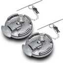 Locking Diesel Fuel Cap 2pcs Replacement for Peterbilt 379 389 579 4" Lever Style Semi Trucks Gas Tank Accessories Replace 1104859100 572.1015 600212 (Silver)