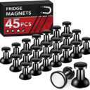 Refrigerator Magnets, 45 Pcs Cute Magnets for Whiteboard, Small Rare Earth Magnets for Office, Black Push Pins for Kitchen, Classroom, Locker, Home, Map