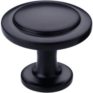 DecoBasics Cabinet Hardware Mushroom Knob (1- Inch, Pack of 25), Kitchen Cabinet Knob, Zinc Cabinet Pull Knobs for Kitchen Cabinet, Dresser and Drawer (Flat Black) (Round-Stepped - Black)