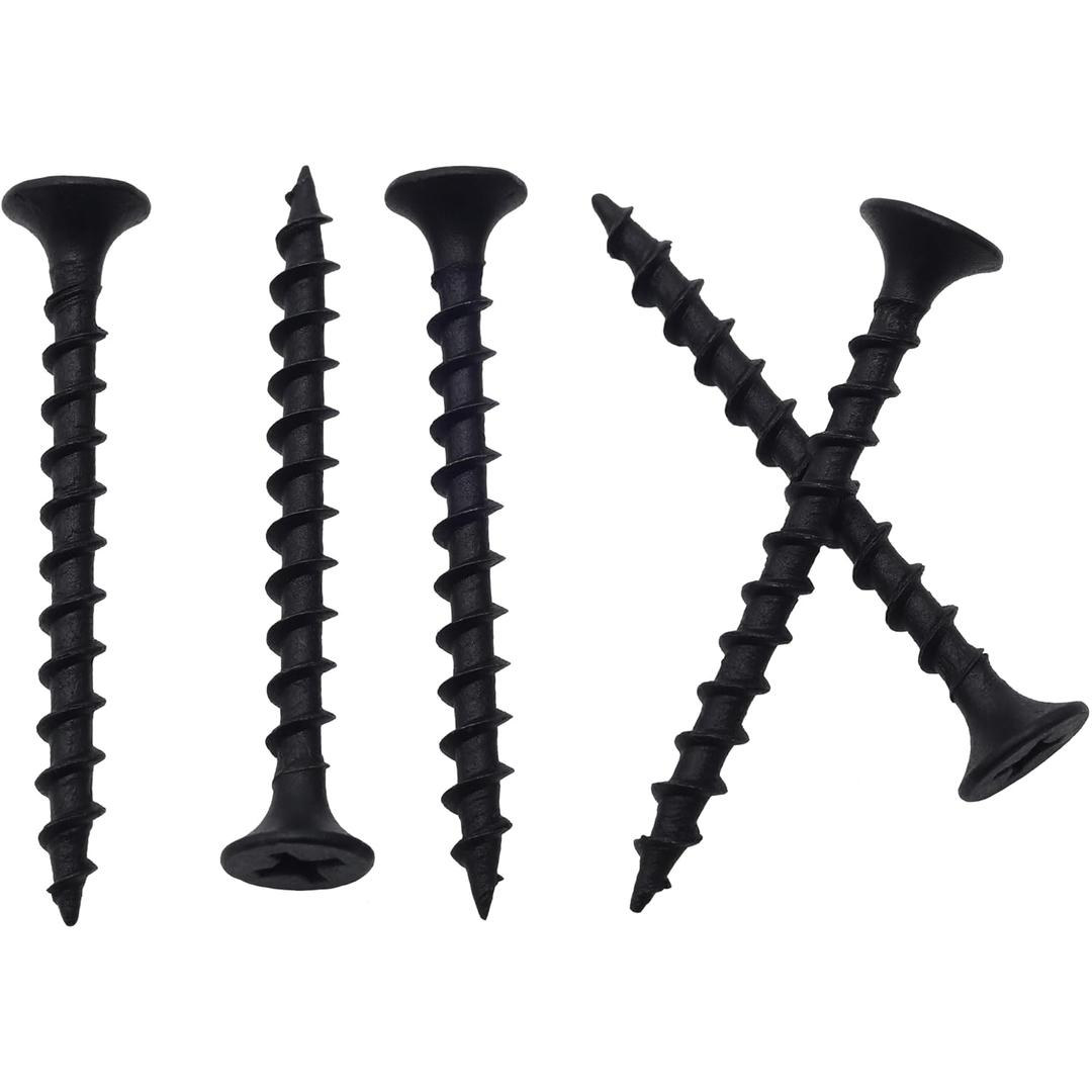 JEGONFRI 150pcs #6  1-5/8 inchs High Hardness Drywall Screws, Black, Coarse Thread, Phillips Drive, Bugle Head, Black Wood Screws, Wood and More