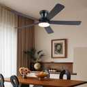 Ayaoty 46" Ceiling Fans with Lights and Remote - Black Flush Mount Ceiling Fan Light with ABS Blades and 3CCT Dimmable, Reversible, Low Profile Fan Light for Indoor Modern Bedroom, Kitchen