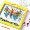 Large Magnetic Dots Board for Kids, Magnetic Drawing Board for Toddlers, Magnetic Dot Art with Magnetic Pen, Montessori Preschool Education Travel Toys for Kids Boys Girls Age 2 3 4 5 6 7 Years Old (Yellow)