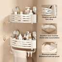 VOLPONE Corner Shower Caddy Suction Cup Shower Shelf Corner No Drilling Bathroom Shower Organizer Storage Rack Adhesive with Towel Bar Hooks(3-Pack, Ivory)
