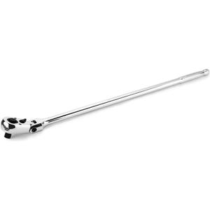 WORKPRO 1/2 inch Drive Extra Long Flex Head Ratchet, 24 Inch Long CR-V Steel Ratchet Handle with Chromium Plating, CR-MO Head, Quick Release Reversible Design, 72-Tooth