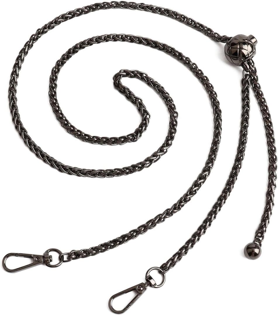 BEAULEGAN Thin Purse Chain Strap Adjustable - Replacement for Small Shoulder Crossbody Bag, 51 Inches Long (Gunmetal)