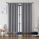 Simplebrand Ava Light Grey Blackout Curtains for Bedroom 84 Inch Length 2 Panels Set, Solid Thermal Insulated Privacy Living Room Window Treatment Curtains Blackout Drapes, W40 x L84 Inch, Light Grey