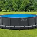 INTEX 28014E Solar Pool Cover: for 16ft Round Easy Set and Metal Frame Pools Insulates Pool Water Reduces Water Evaporation Keeps Debris Out Reduces Chemical Consumption