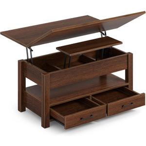 Rolanstar Coffee Table Lift Top, Multi-Function Convertible Coffee Table with Drawers and Hidden Compartment, Converts to Dining Table for Living Room, Home Office, Espresso