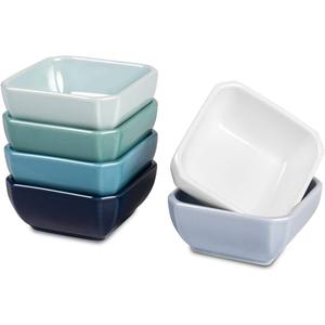 DELLING 3 Oz Ceramic Dip Bowls Set of 6 Colorful, Porcelain Dipping Sauce Cups - Small Bowls for Soy Sauce Ketchup BBQ Condiment, Stackable Dishwasher Microwave Safe