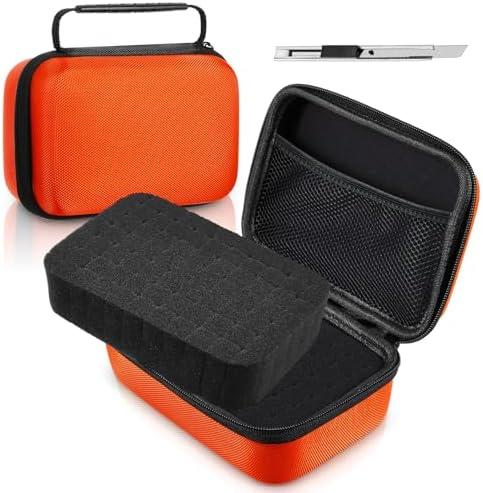 Relaxweex EVA Hard Case with Customizable Foam 7.8 x 6.3 x 3.5 Inch Protective EVA Carrying Case Shockproof Outdoor for Camera, Digital Products, Electronic Instruments with Knife, Orange