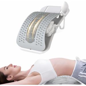 Back Stretcher for Lower Back Pain Relief  Ergonomic Lumbar Support Board with Adjustable Manual Airbag, Spinal Decompression Back Cracker Device for Posture Correction