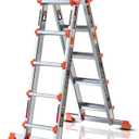 LANBITOU Ladder A Frame Extension 17Ft Multi Position for Home 330lbs
2mm Thickness Aluminum,Telescoping,Anti-Slip Feet,ANSI Approved,Storage Folding,Security Load for Stairs Indoor Outdoor Roof
