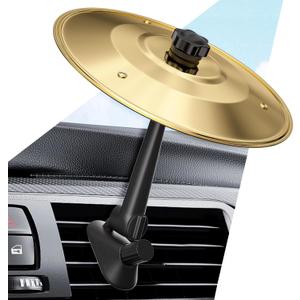 Car Cymbal Air Vent, Mini Drum Cymbal for Car Vent Decoration, Funny Car Symbol Drum Air Vent Ornament, Small Crash Cymbal Accessory Suitable for All Vehicles (Gold)