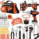 Kids Tool Set 49 PCS, Portable Tool Bag with Battery Powered Toy Drill & Adjustable Belt, Pretend Play Toddler Tool Set, Construction Toys for Boys & Girls Age 3-8, STEM Gifts