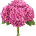 LINSIE 4 Pcs Artificial Hydrangea Silk Flowers with Stems, 19.7" Rose Pink Faux Hydrangeas Bouquet, 240 Petals, Suitable for Shady Places & Waterproof Fake Flower for Outdoor Wedding Home Decor