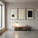 AMAATE 3Pcs 3D Abstract Geometric Sandstone Relief Wall Art Black Framed, 20" x 30" inch