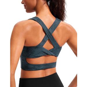Sports Bras for Women Criss-Cross Back Padded Workout Tank Tops Medium Support Crop Tops for Women (Blue, L)