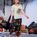 MyFav Matching Pajamas for Family Halloween Short Sleeve Long Pant Sleepwear Holiday Pajamas for Family (XL)