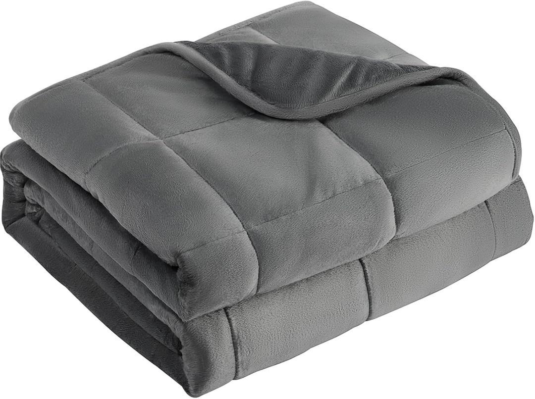 L'AGRATY Weighted Blanket - 48"x72" 15lbs Soft Breathable Heavy Blanket Minky Material with Glass Beads for Adult All-Season Summer Fall Winter Soft Thick Comfort (Graphite Grey)
