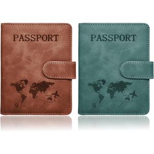 Passport Holder for Travel Essentials, 2 Pack Rfid Passport Cover for Women Men