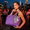 Key Fob Cover with Diamond Keychain Car Key Shell Compatible with Nissan Altima Rogue Sentra Pathfinder Frontier Maxima Titan Murano Kicks Juke Versa (5 Buttons-Purple Bowknot)