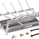 Skyflame 18-inch Fireplace Log Grate with Dual Burner Pan and Connection Kit for Natural Gas, 304 Stainless Steel