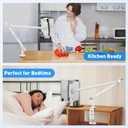 AboveTEK Tablet Stand Holder for Desk & Bed, Aluminum iPad Holder Arm with 360° Rotating Clamp, Adjustable Phone Stand Compatible with 4.7"-13.5" iPad Pro/Air/Mini, iPhone, Galaxy Tab- White