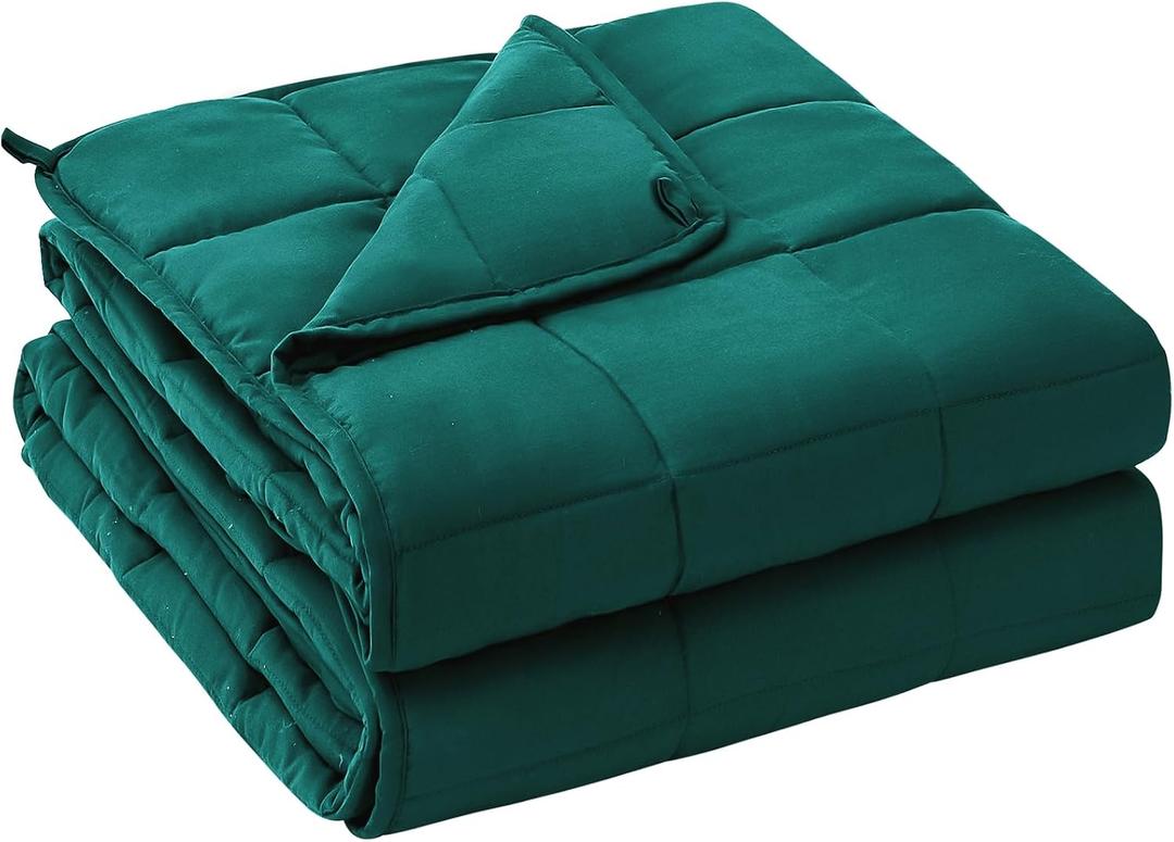 Yescool Weighted Blanket for Adults (20 lbs, 60 x 80, Dark Green) Cooling Heavy Blanket for Sleeping Perfect for 190-210 lbs, Queen Size Breathable Blanket with Premium Glass Bead, Machine Washable