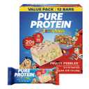Pure Protein Fruity PEBBLES Protein Bars, 20g Protein, Gluten Free, 12 Ct | 3g Sugar, 190 Calories, Low Sugar* High Protein Snack (EXP 12/01/26)