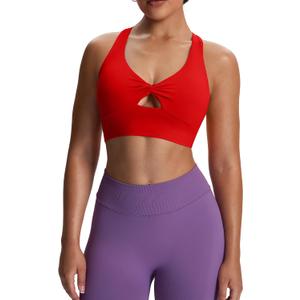 Aoxjox Women's Workout Sports Bras Twist Front Fitness Padded Training Gym Bra Yoga Crop Lola Tank Top (Racing Red, Small)