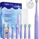YUNCHI Electric Toothbrush for Adults, Rechargeable Sonic Toothbrush, Kids Electric Toothbrush-8 Brush Heads,5 Modes & 2 Minutes Smart Timer, IPX7 Waterproof, Toothbrush, Travel Case, Purple
