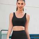 XUNYU Strappy Sports Bras for Women High Support Longline Workout Tops Built in Bra Cross Yoga Crop Tank Top Padded Large