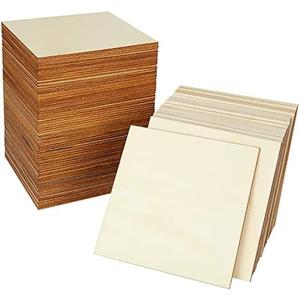 5x5 Inch Wood Squares Unfinished Basswood Plywood Wooden Sheets 1/8 inch Thick Blank Wood Squares for Crafts Painting Scrabble Tiles Mini House Building Wooden Plate Architectural Model