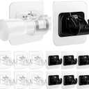 12 Set Black*6 PCS/Transparent *6PCS No Drill Curtain Rod Brackets Self Adhesive Curtain Rod Holder No Drilling Curtain Rod Hooks Nail Free Adjustable Curtain Rod Holders Curtain Hangers