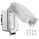 GFCI Outdoor Electrical Outlet Box, 15 Amp 110-250V, IP66 Waterproof and NEMA 5-15, Self Test Exterior Lockable Socket with Deep Cover for Patio, Garden, Easy Install