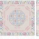 Cquwb Coquette Pink and Blue Floral Mahjong Mat 31.5"x31.5", Grandmillennial Cottagecore Flower Non-Slip Noise Reduction Gaming Mat for American Mahjong Poker Card Board Games Dominoes